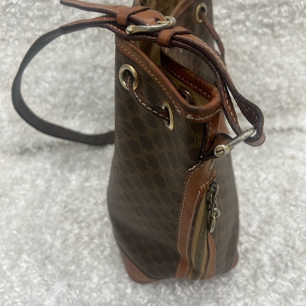 Celine Drawstring Macadam Triomphe Bucket Bag Lea… - image 3